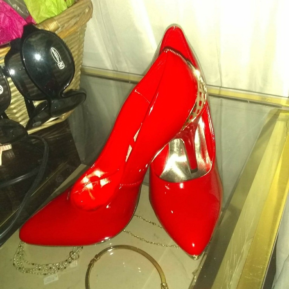 Red leather heels